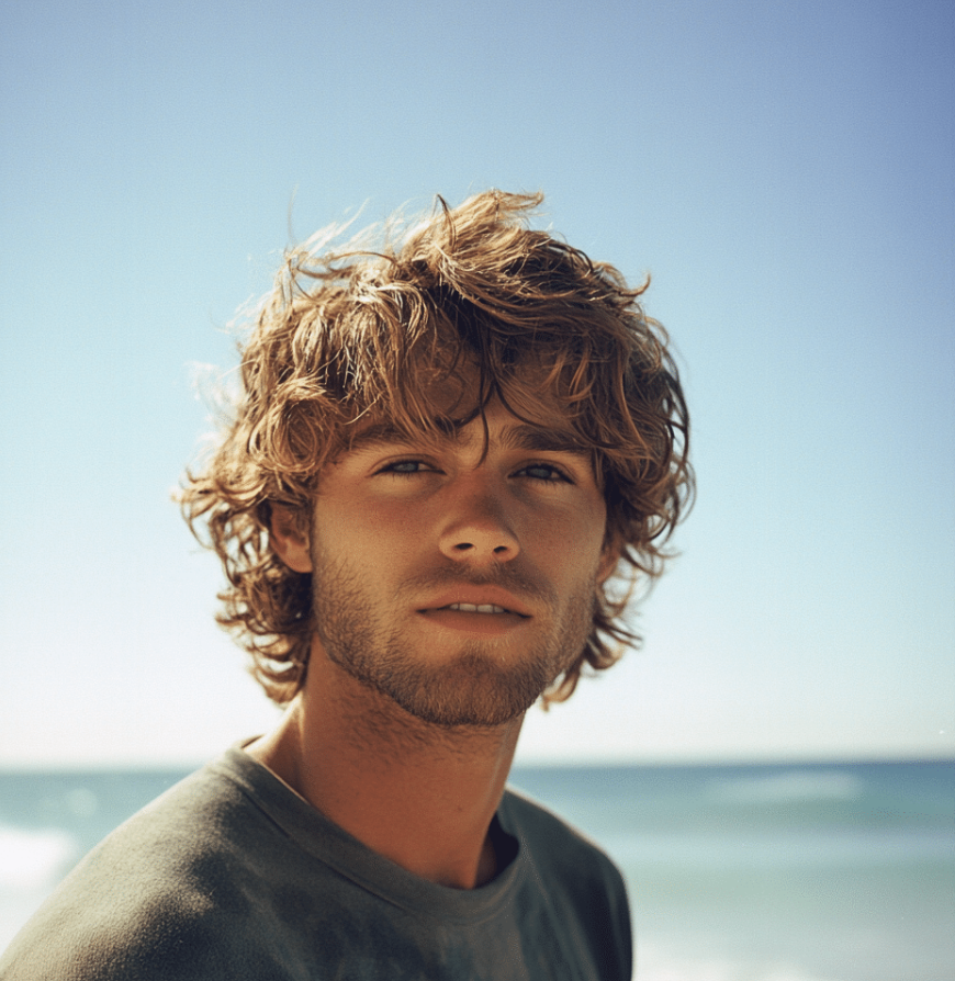 Men's beach waves hairstyle