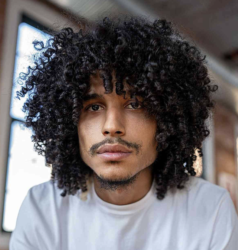 Defined ringlets men's hairstyle