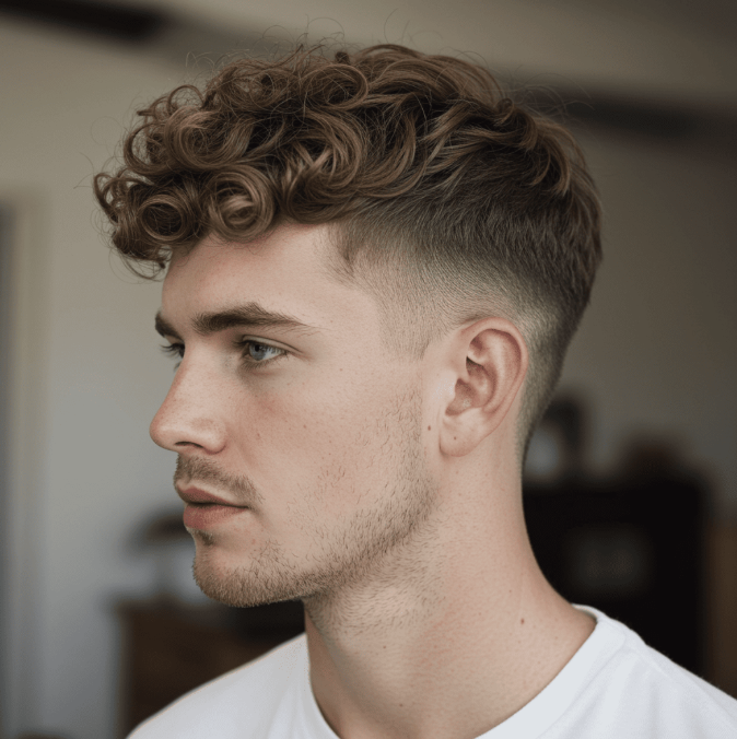 Tapered curly haircut for men